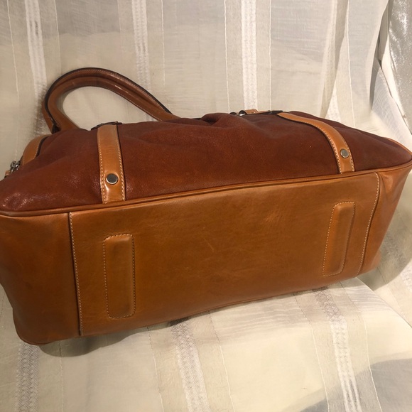 Cole Haan triple compartment cognac leather bag. Canvas inside - Picture 10 of 15